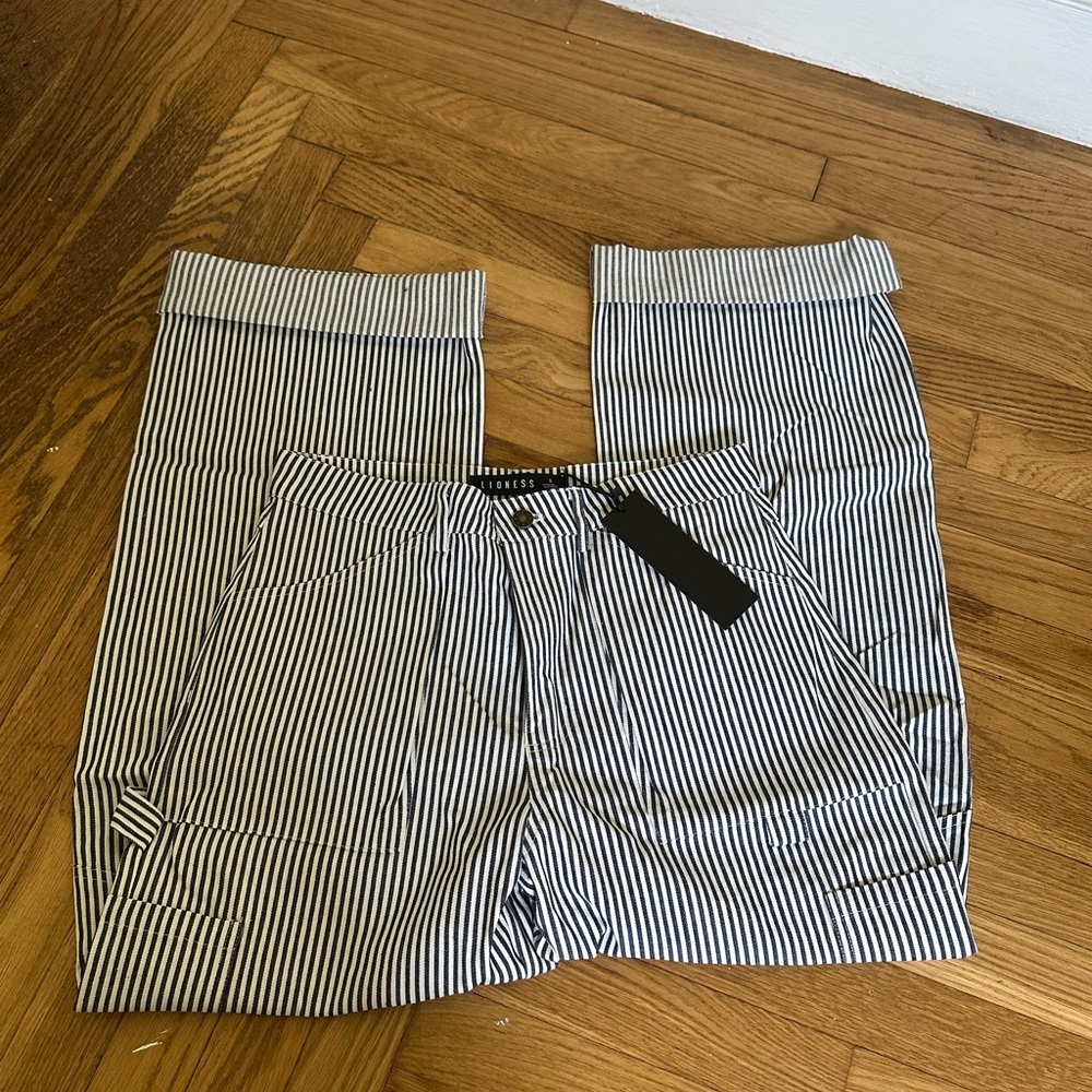 Navy and White Striped Pants